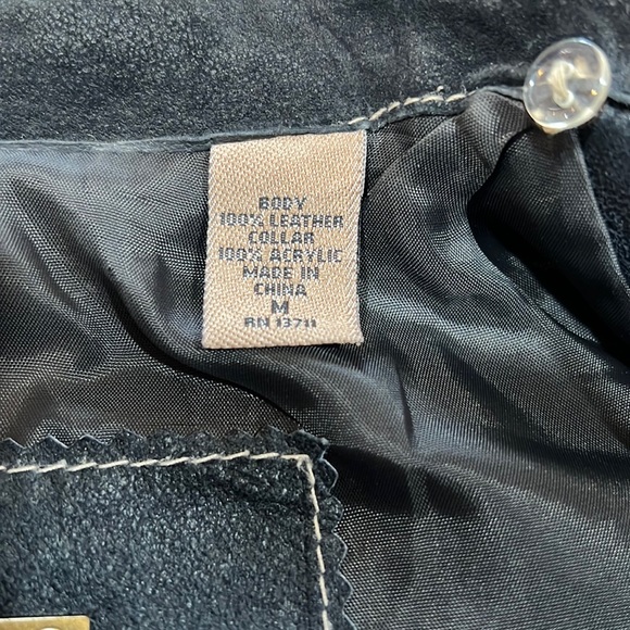 i.e. Relaxed Moto Suede Leather Zip-Up Jacket Distressed Black M (Macy's) - Picture 3 of 10